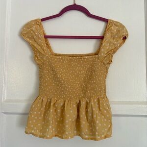 Abercrombie & Fitch Yellow Polka Dot Top